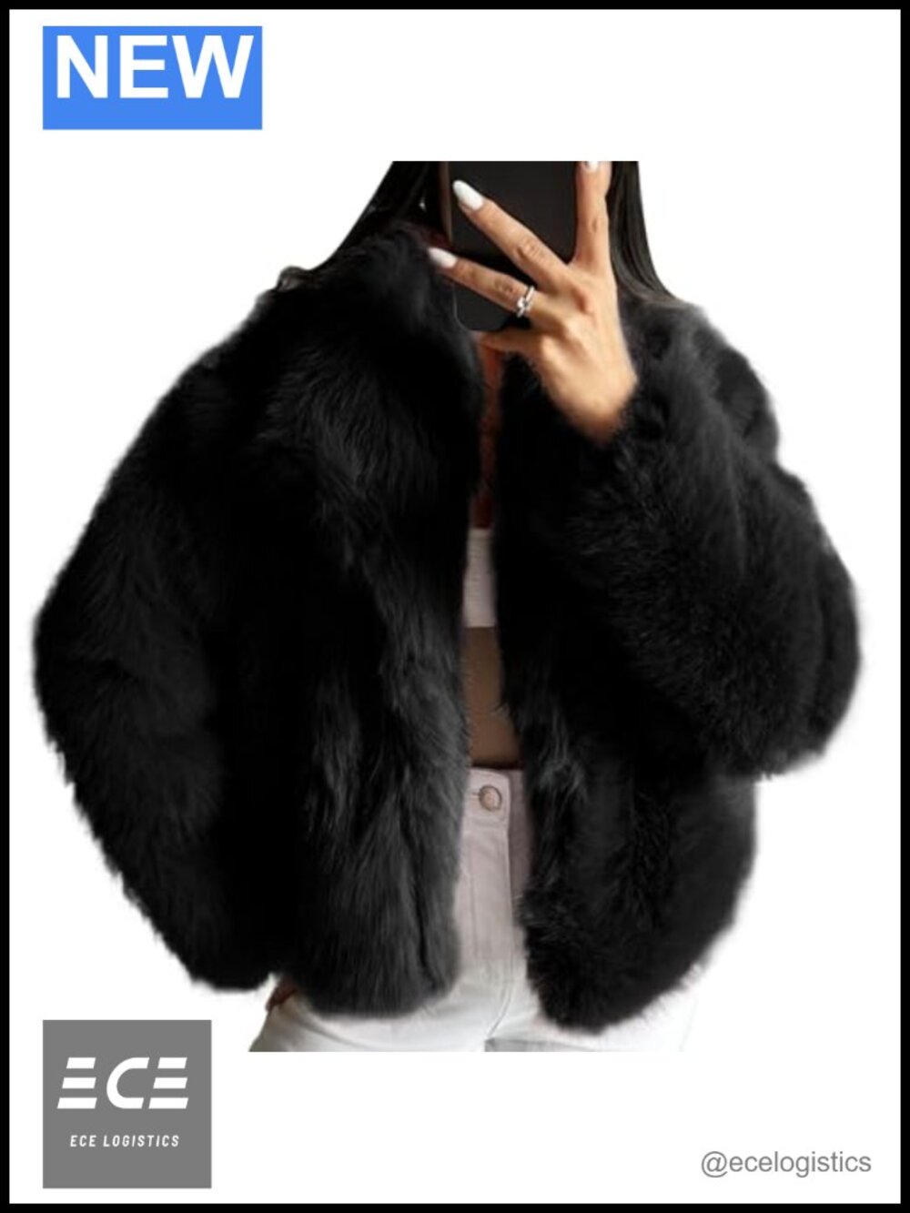 Faux Fur Jacket Fluffy Cropped Long Sleeve Button Down Fuzzy Winter Coat